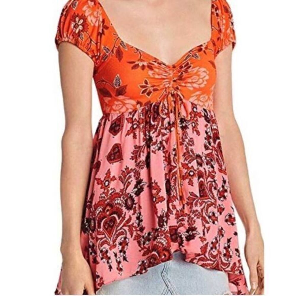 FREE PEOPLE NWT Ladies Baby Doll Top Blouse LARGE